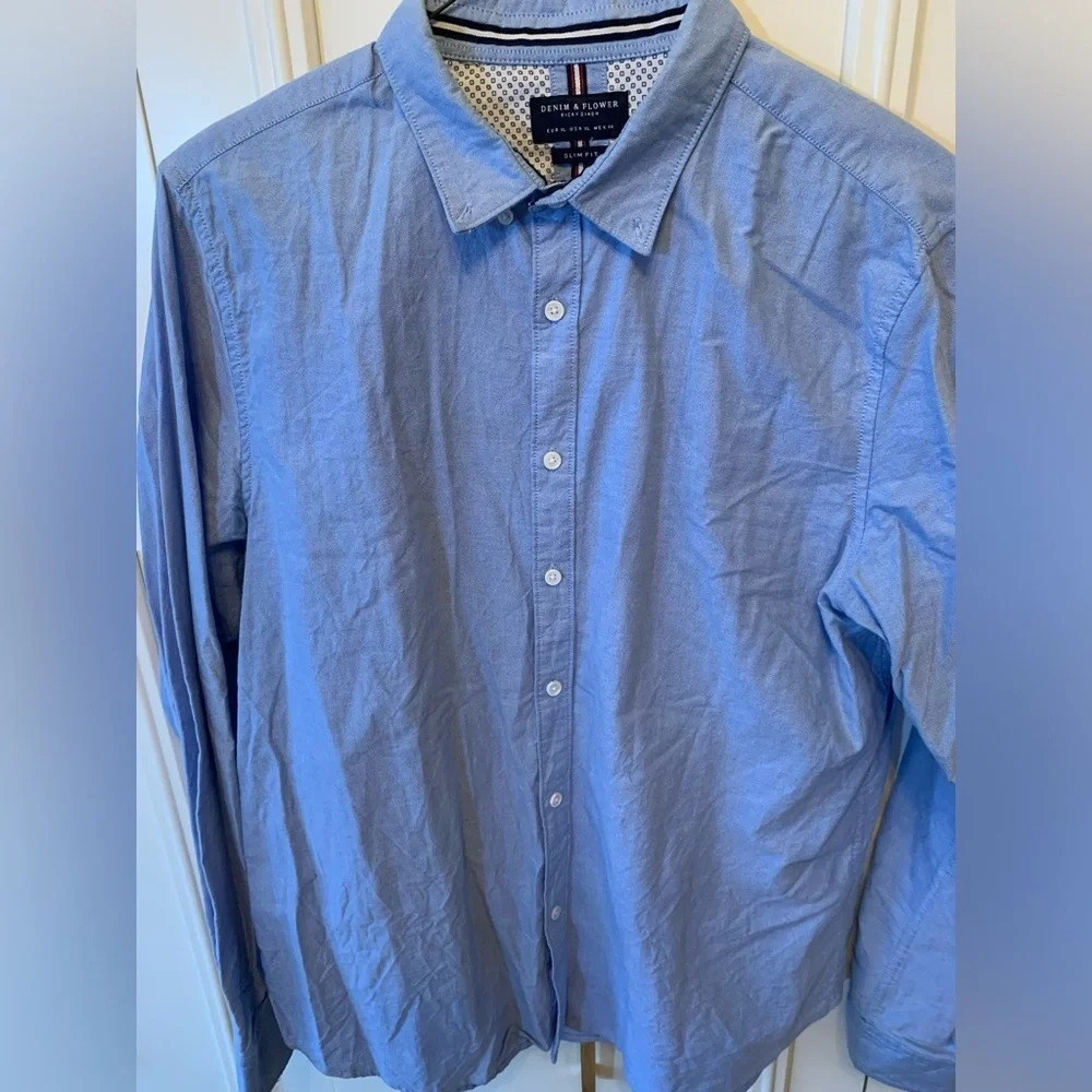 Denim &‎ Flower Men's Blue Long Sleeve Button Down Size XL